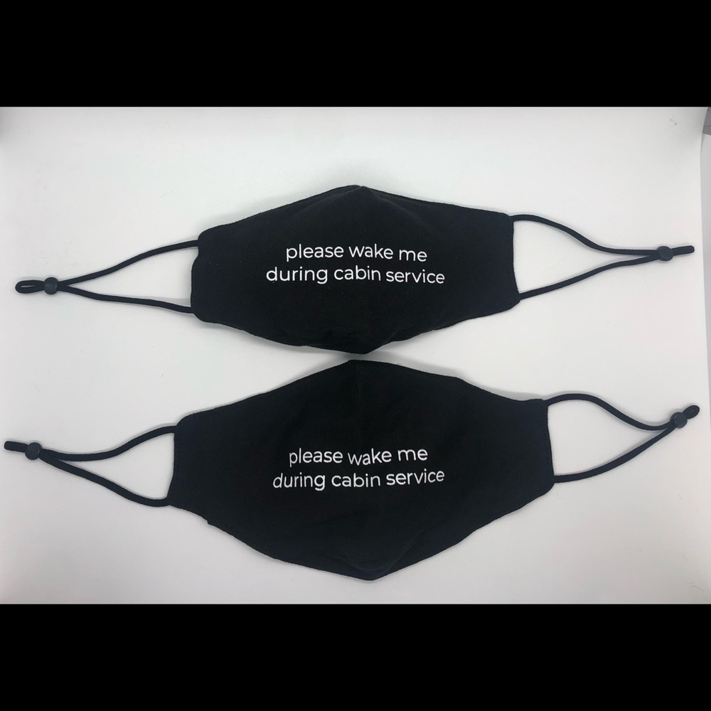 Adjustable, Reusable Airplane Travel Cotton Face Mask, Black - unisex